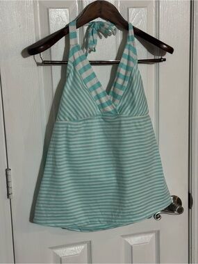 Mossimo Supply Co. Mint and White Striped Halter Swim Top